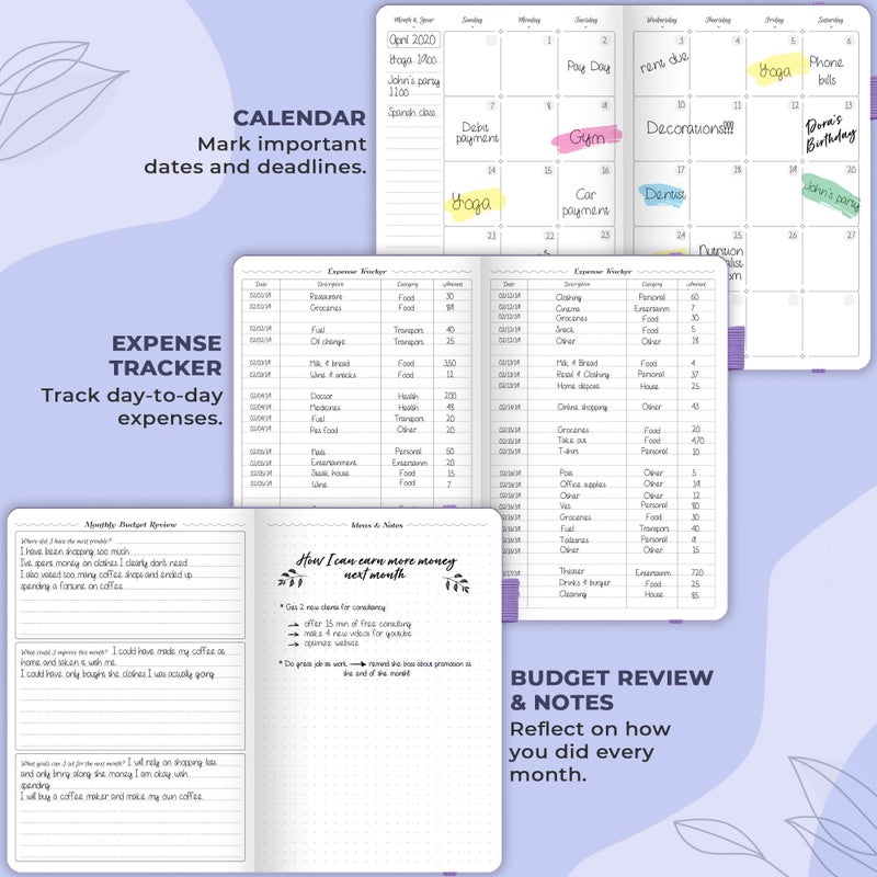 GoGirl Budget Planner â€“ Monthly Financial Planner Organizer Budget Book. Expense Tracker Notebook Journal to Control Money, Compact (Lavender) - Image 5